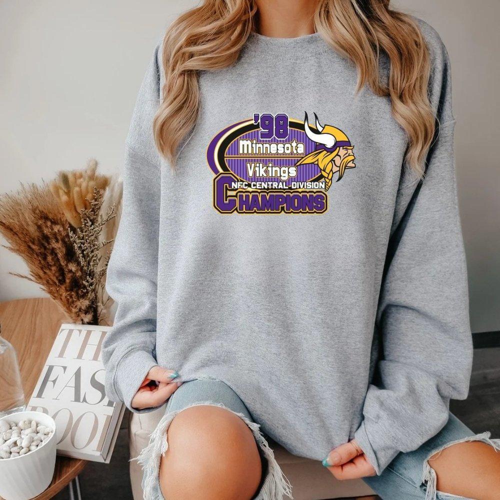 Nfc Champions Football Sweatshirt, Minnesota Vikings Sport Grey Sweater